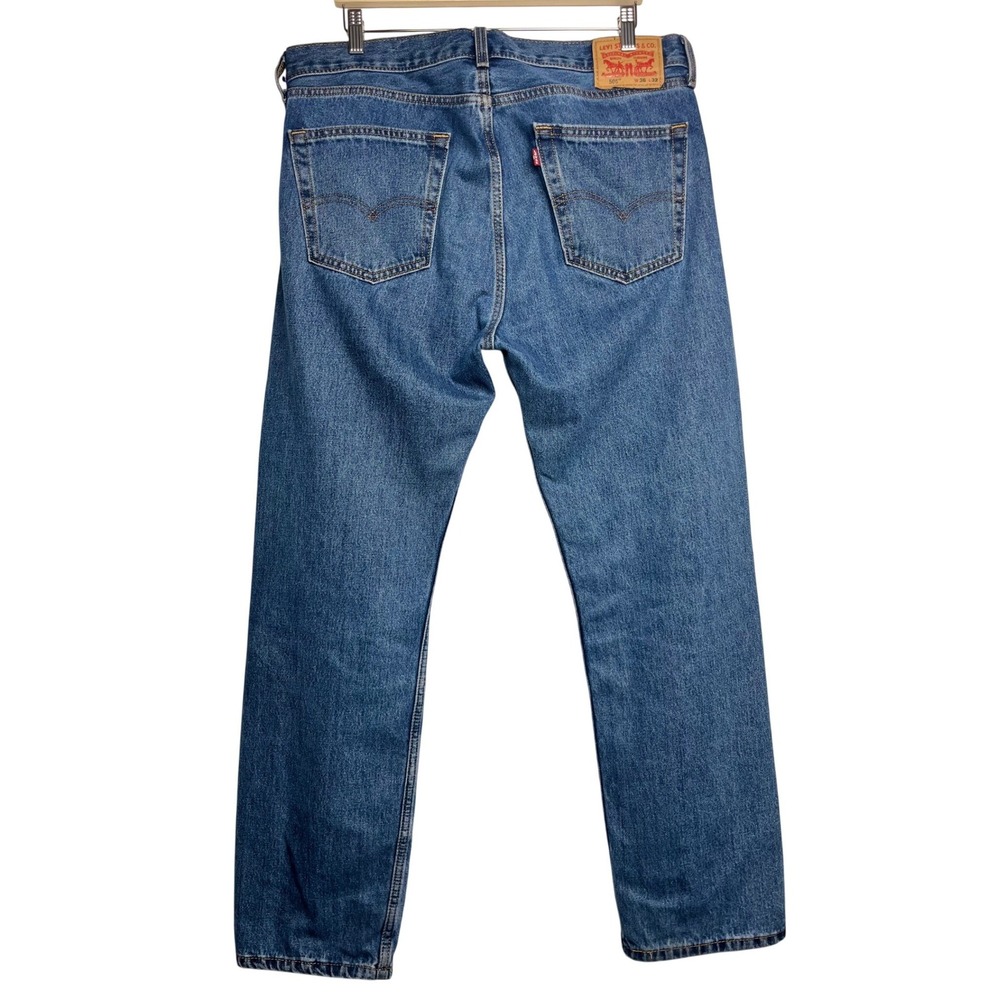 Levis 505 Regular‎ Fit Straight Leg Jeans Mens 36x32 Medium Wash Blue Denim